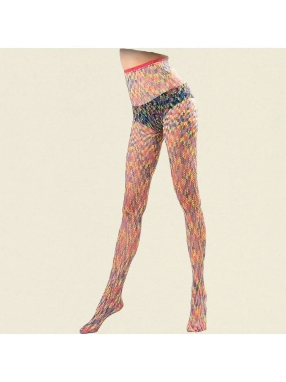 NWT Multicolor Neon Mesh Fishnet-Style Tights Pantyhose Hosiery Stockings-S/M